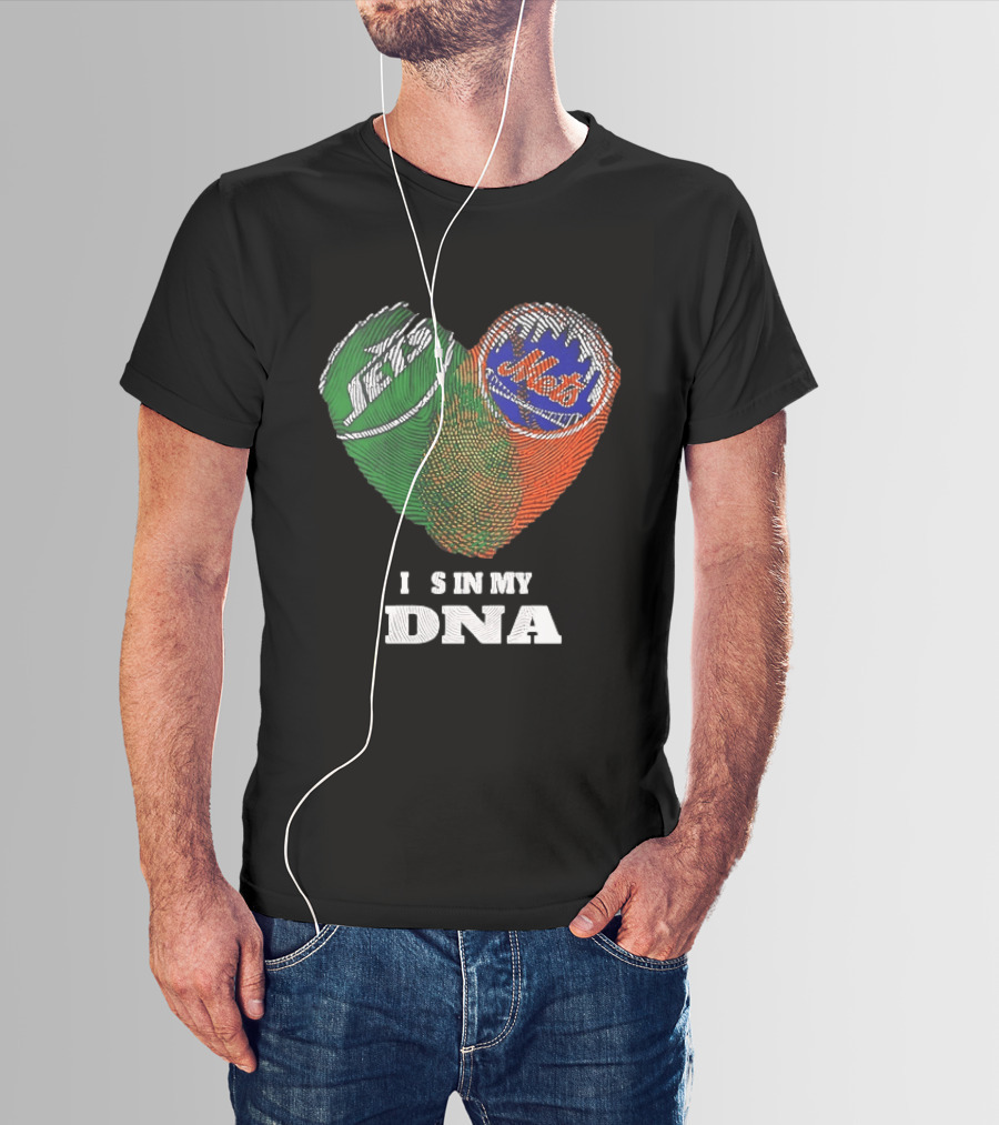 New York Jets Mets Heart Fingerprint It Is In My DNA T-Shirt