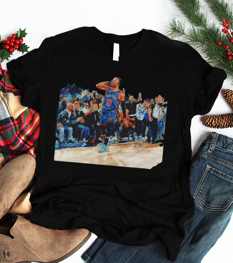 Jalen Brunson New York Knicks NBA Oil Painting Player In Action T-Shirt