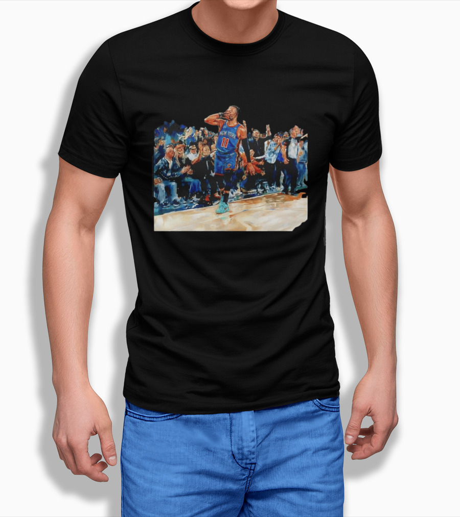 Jalen Brunson New York Knicks NBA Oil Painting Player In Action T-Shirt
