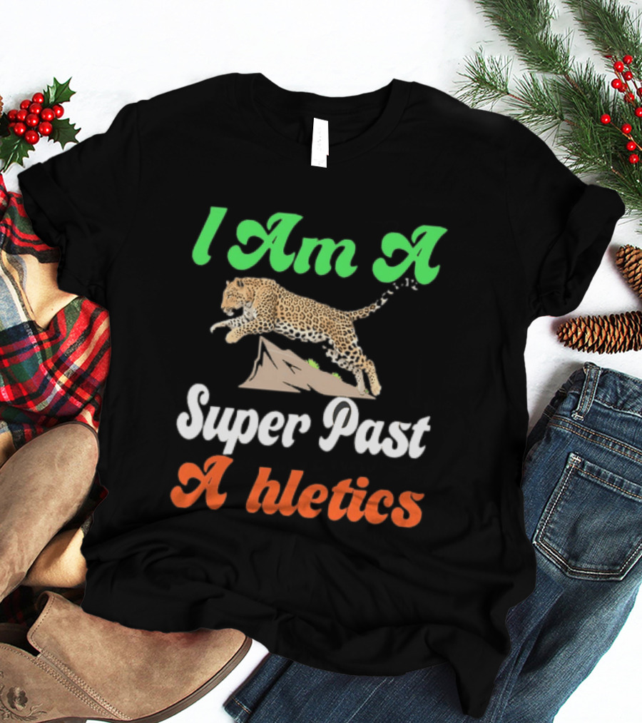 I Am A Super Past Athletics Leopard Running T-Shirt