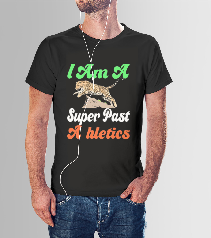 I Am A Super Past Athletics Leopard Running T-Shirt