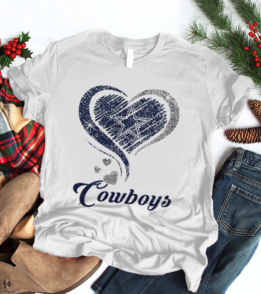 Dallas Cowboys Heart Glitter T-Shirt