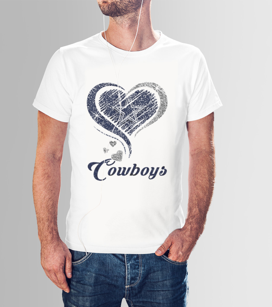 Dallas Cowboys Heart Glitter T-Shirt
