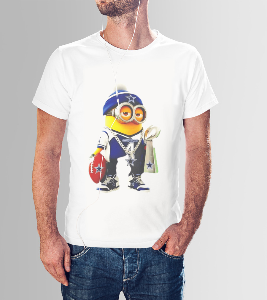 Dallas Cowboys Minion With Lombardi Trophy And Football T-Shirt