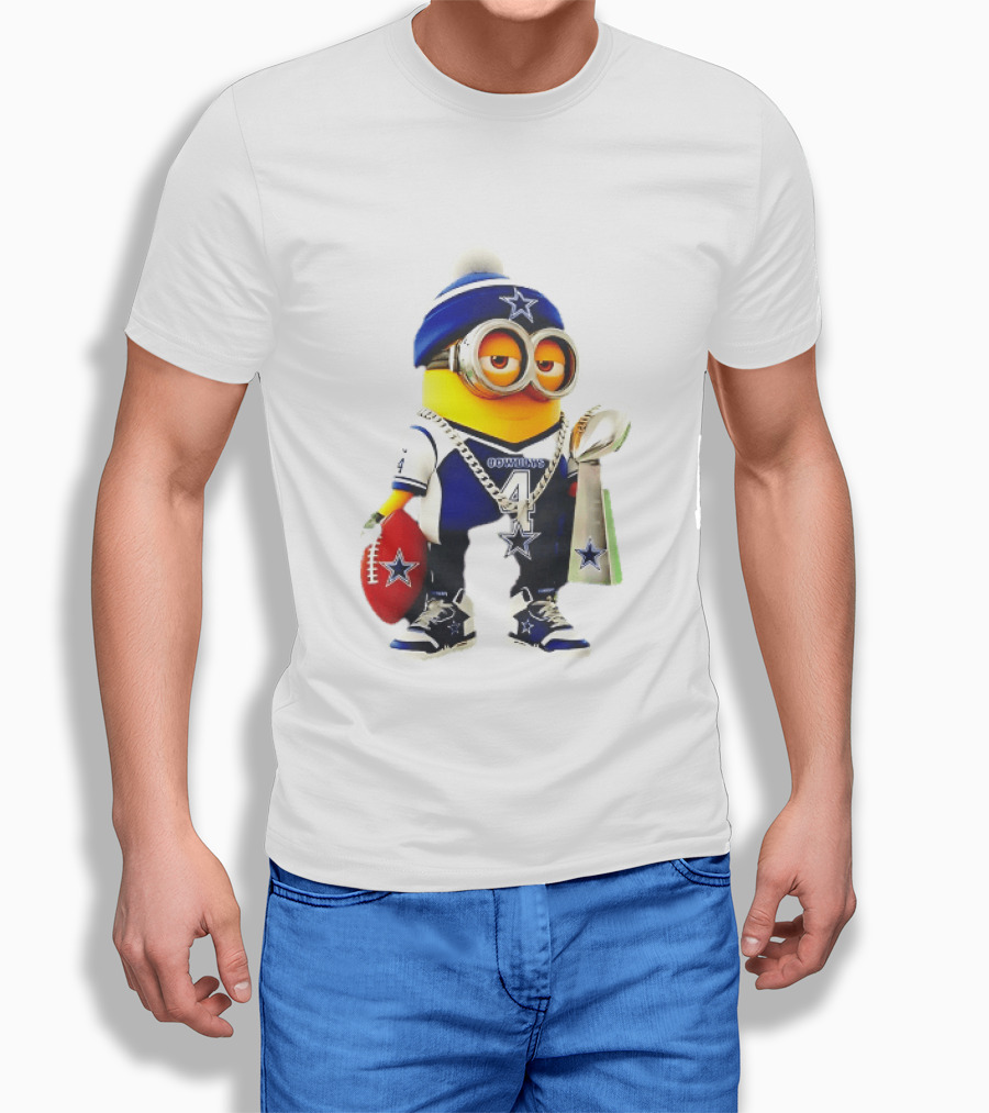 Dallas Cowboys Minion With Lombardi Trophy And Football T-Shirt
