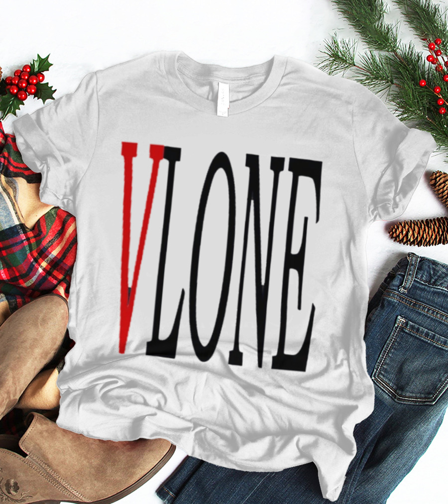 Vlone Logo Red V Black Font Streetwear Fashion T-Shirt