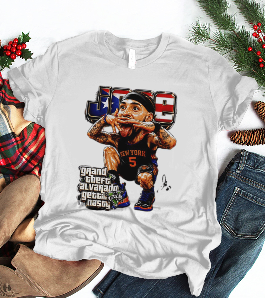 Grand Theft Alvarado New York Knicks Gettin Nasty Caricature T-Shirt