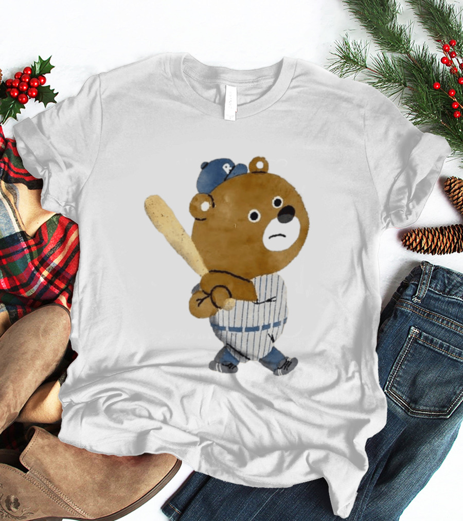 Kuma Bear Takuto Nakagawa Baseball Player Character In Striped Uniform T-Shirt