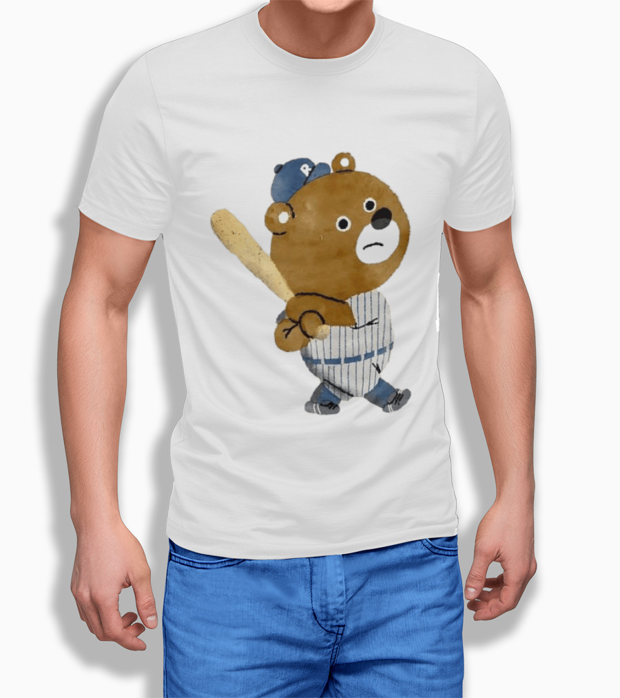 Kuma Bear Takuto Nakagawa Baseball Player Character In Striped Uniform T-Shirt
