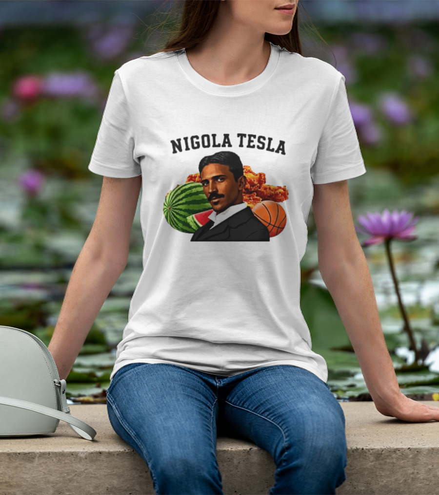 Nigola Tesla Watermelon Fried Chicken Basketball Fusion T-Shirt