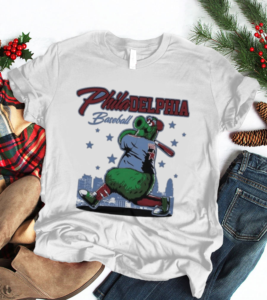 Phillie Phanatic Philadelphia Baseball Phillies MLB Skyline Stars T-Shirt