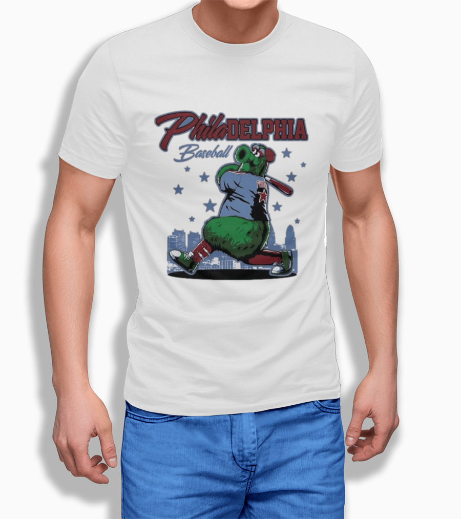Phillie Phanatic Philadelphia Baseball Phillies MLB Skyline Stars T-Shirt