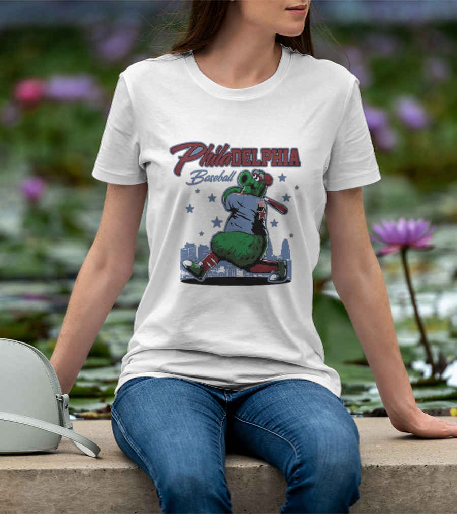Phillie Phanatic Philadelphia Baseball Phillies MLB Skyline Stars T-Shirt