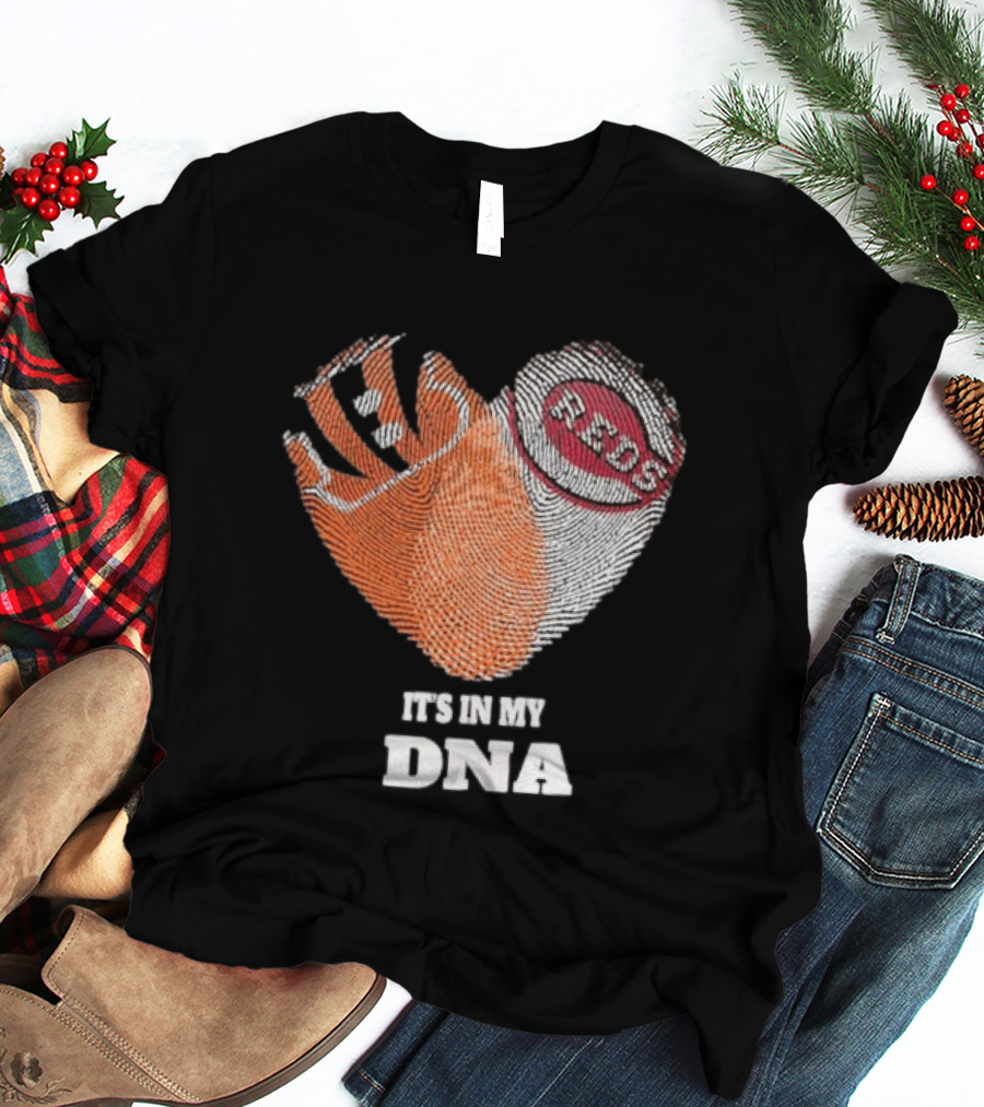 Bengals Reds It's In My DNA Handprint Football Baseball Fan Gear T-Shirt