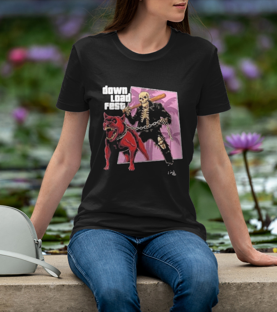 Download Fest Skeleton With Dog Baseball Bat June 2026 Grand Fest Auto GTA T-Shirt