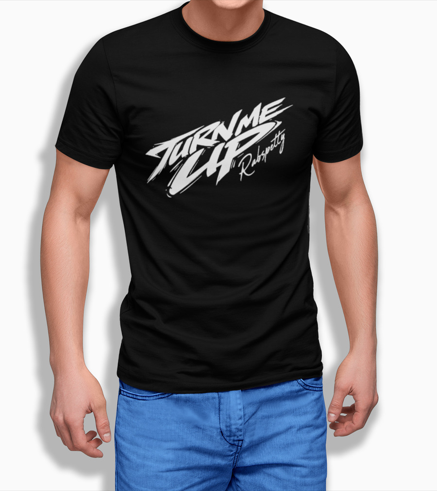 Rabsopetty Turn Me Up Dynamic Script T-Shirt