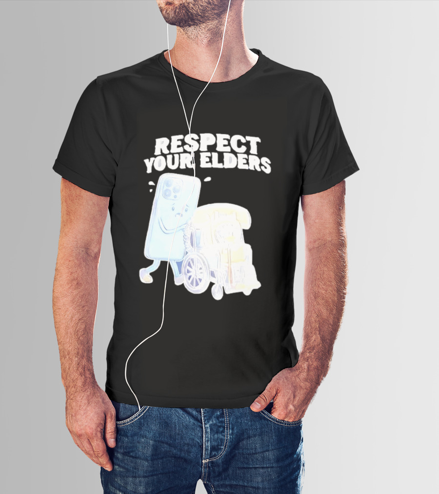 Respect Your Elders Smartphone And Vintage Telephone T-Shirt