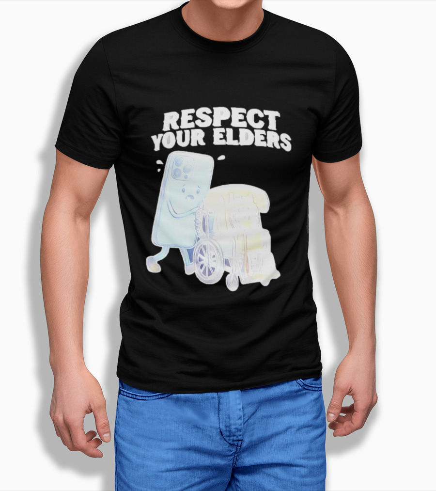 Respect Your Elders Smartphone And Vintage Telephone T-Shirt