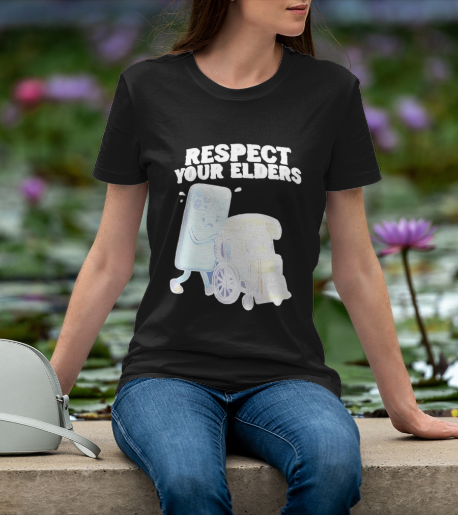Respect Your Elders Smartphone And Vintage Telephone T-Shirt
