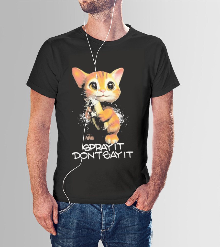 Huf Clothing Spray It Don't Say It Orange Cat With Paintbrush T-Shirt