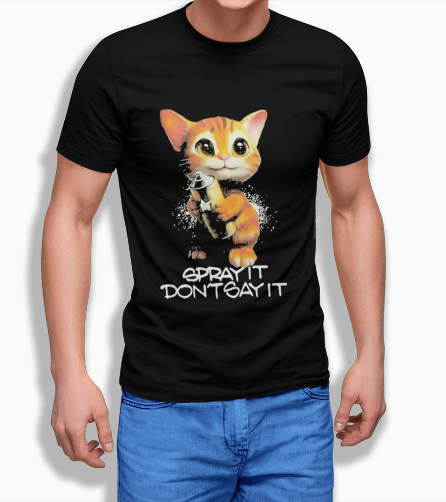 Huf Clothing Spray It Don't Say It Orange Cat With Paintbrush T-Shirt