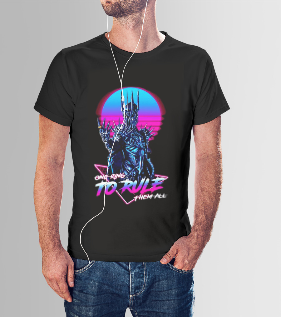 Sauron One Ring To Rule Them All Retro Pink Neon Lord Of The Rings T-Shirt