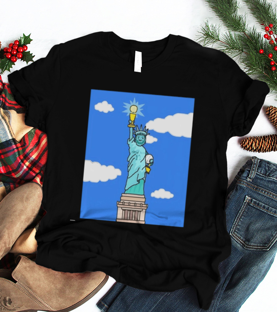 Jalen Brunson Statue Of Liberty New York 11 NBA Trophy T-Shirt