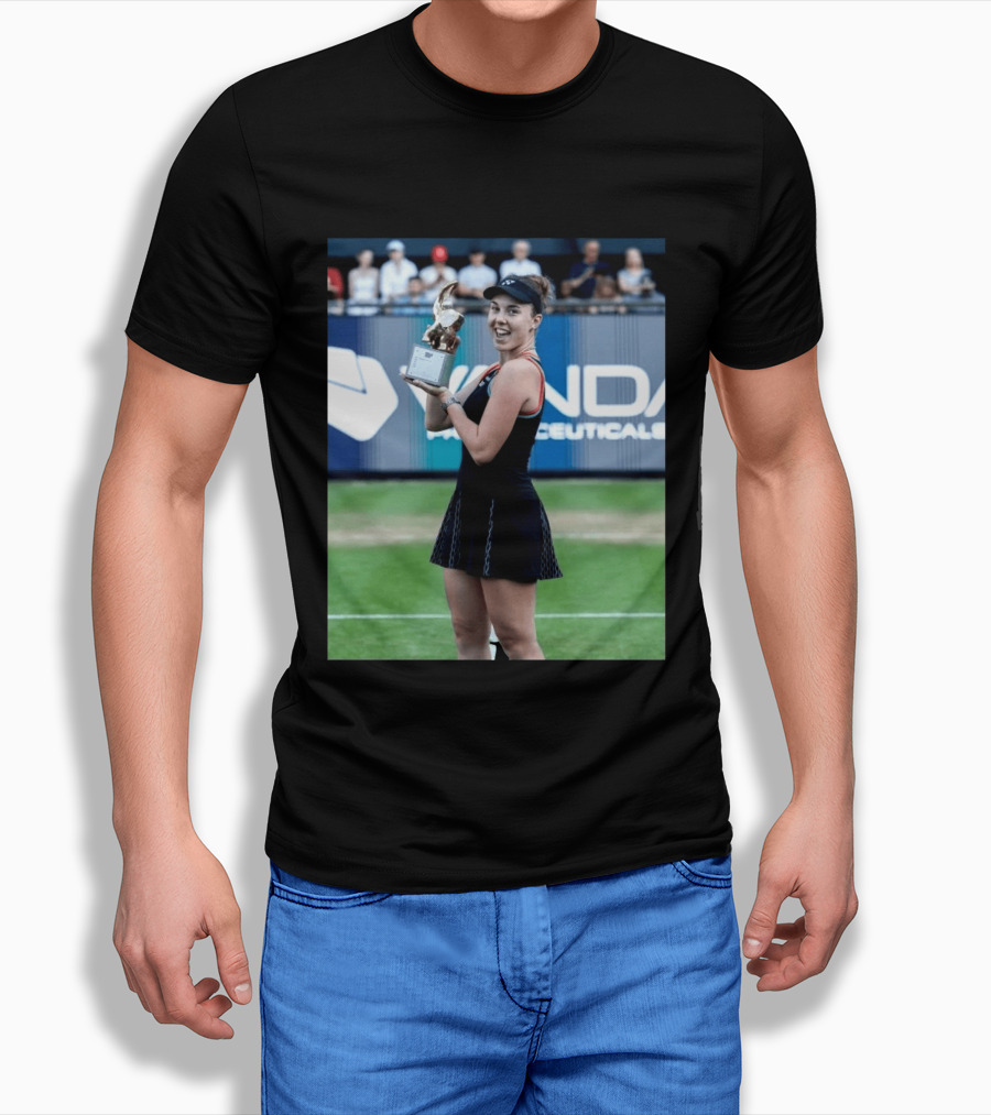 Linda Wins Tennis Title Holding Trophy On Grass Court T-Shirt