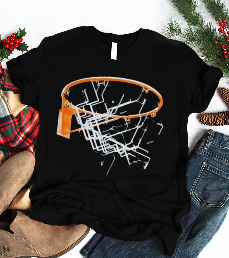 New York City Subway Map Basketball Hoop The Bronx Manhattan Queens T-Shirt