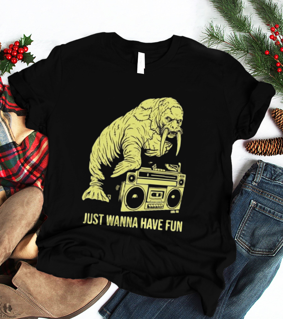 Walrus DJ Just Wanna Have Fun With Boombox T-Shirt