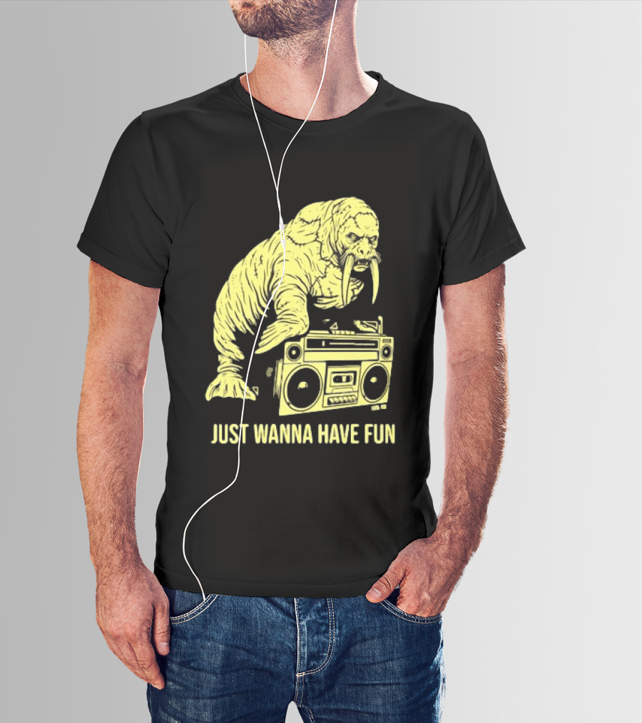 Walrus DJ Just Wanna Have Fun With Boombox T-Shirt
