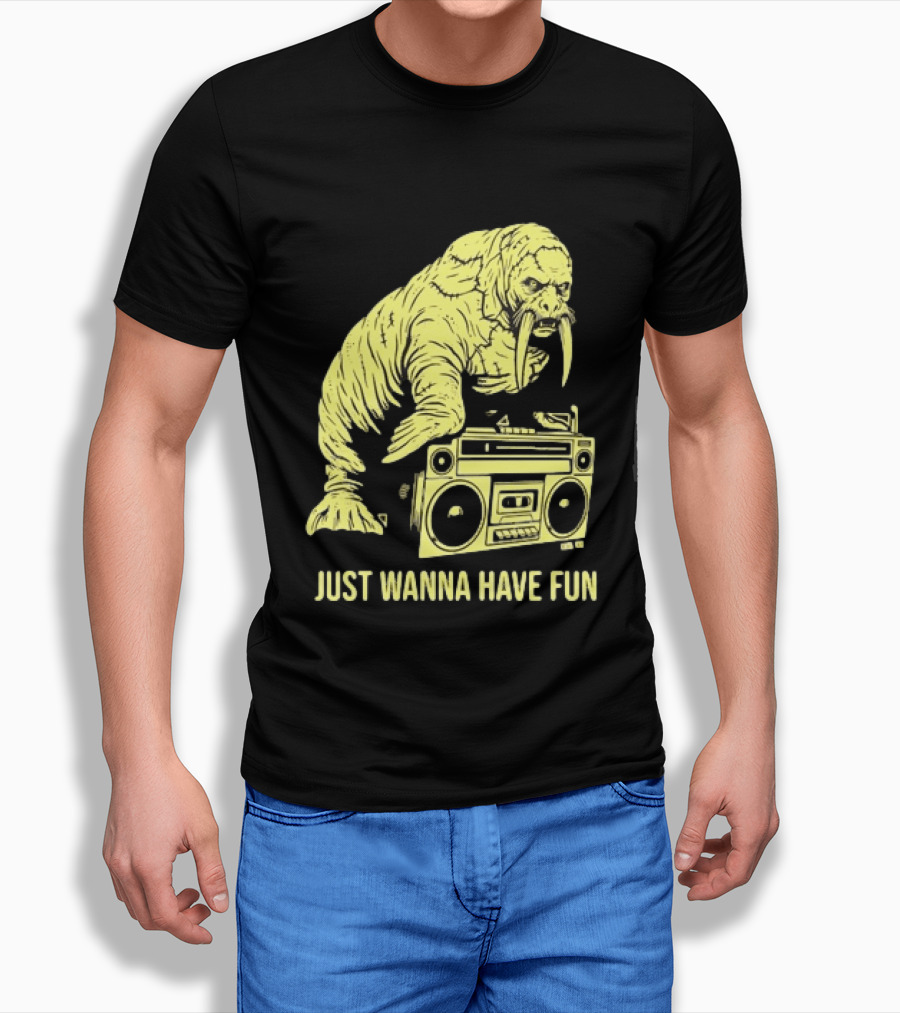 Walrus DJ Just Wanna Have Fun With Boombox T-Shirt