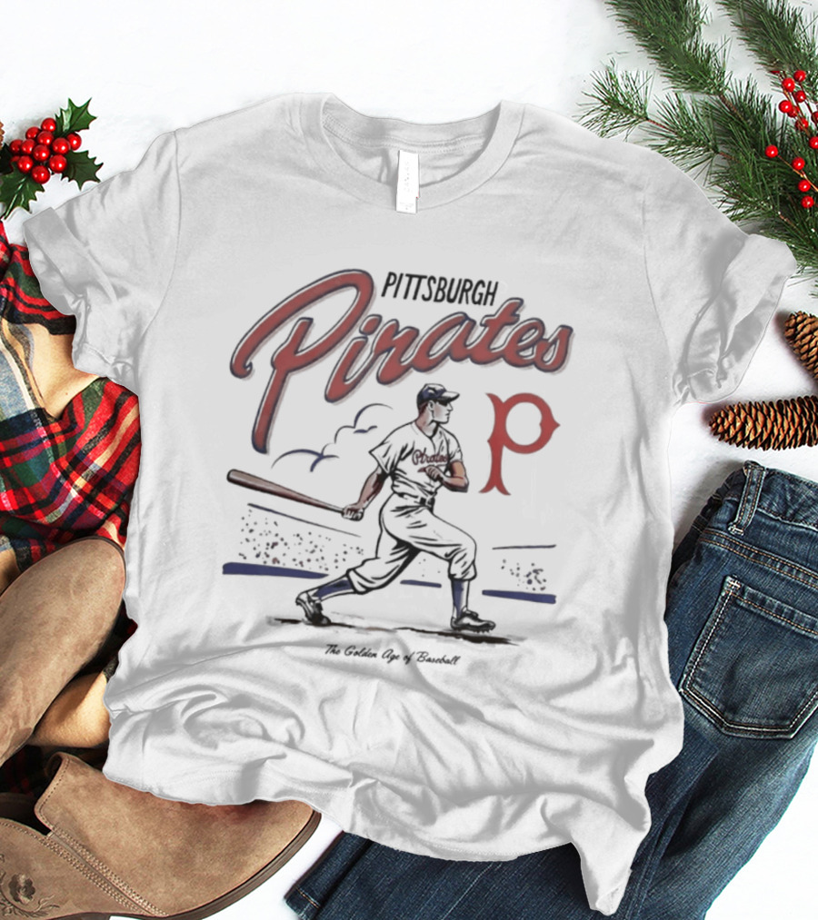 Pittsburgh Pirates Golden Age Scrum Vintage Baseball Player T-Shirt