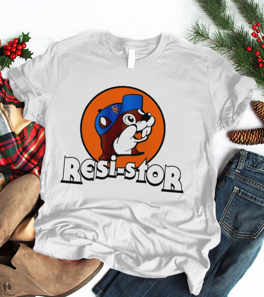 New York Mets Buc Ee's Resi Stor Beaver Blue Cap T-Shirt