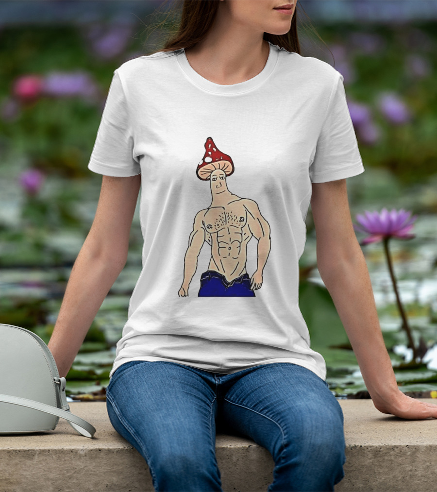 Wojak Shroomjak Buff Gym Meme Mushroom Head T-Shirt