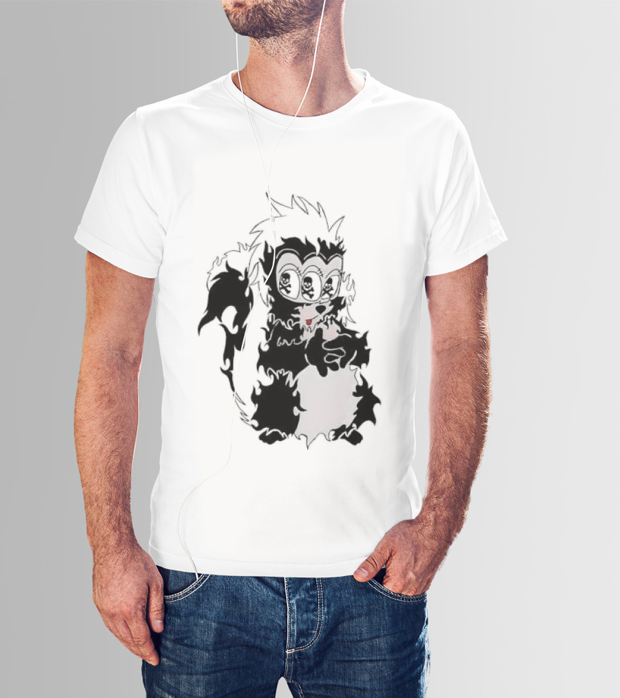 Three Eyed Skunk With Skull Eyes Surreal Creature T-Shirt