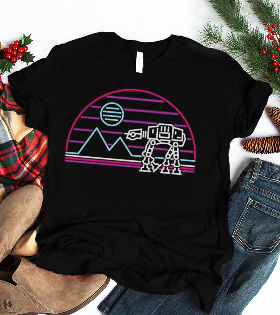 AT AT Walker On Hoth Neon Sign Scene T-Shirt