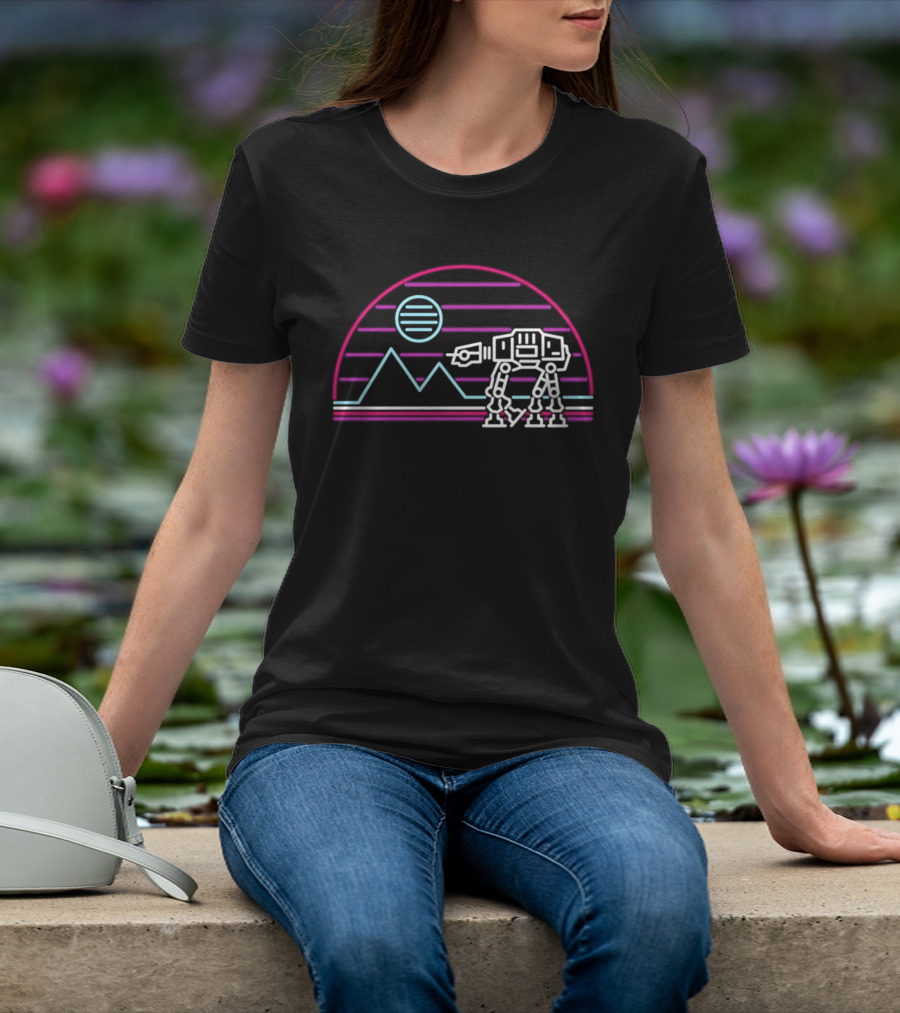 AT AT Walker On Hoth Neon Sign Scene T-Shirt