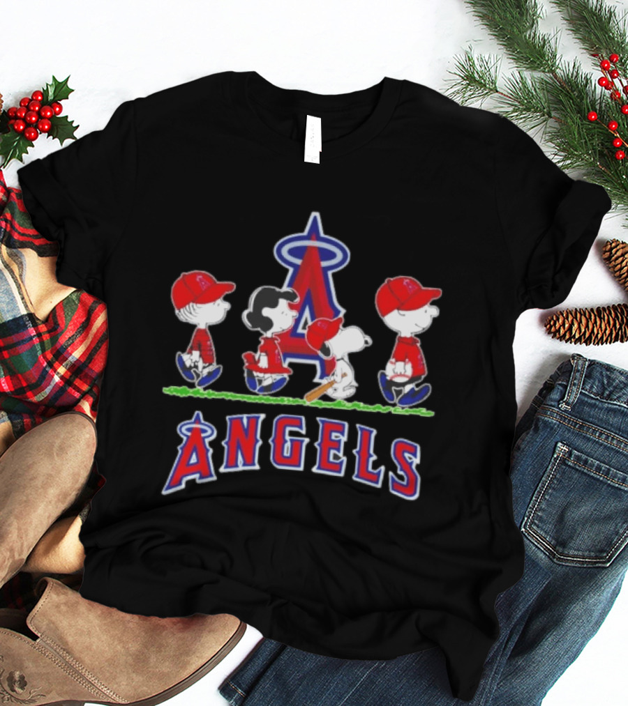 Charlie Brown Lucy Snoopy Peanuts Angels MLB Baseball T-Shirt