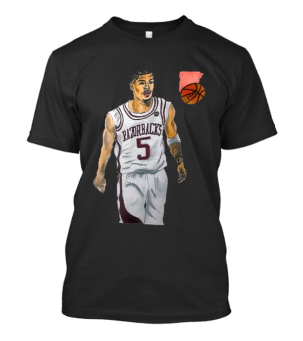Razorbacks Number 5 Basketball Player Artwork Exclusively D To The A T-Shirt