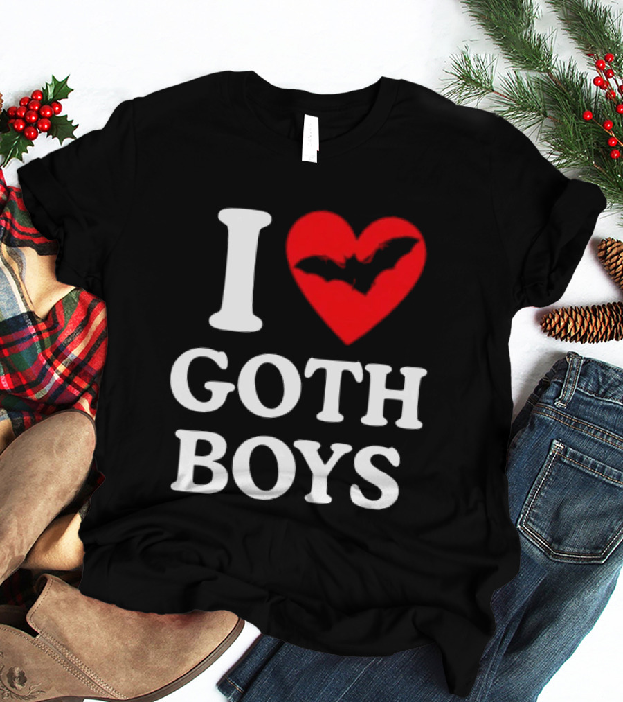 I Love Goth Boys Heart Bat T-Shirt