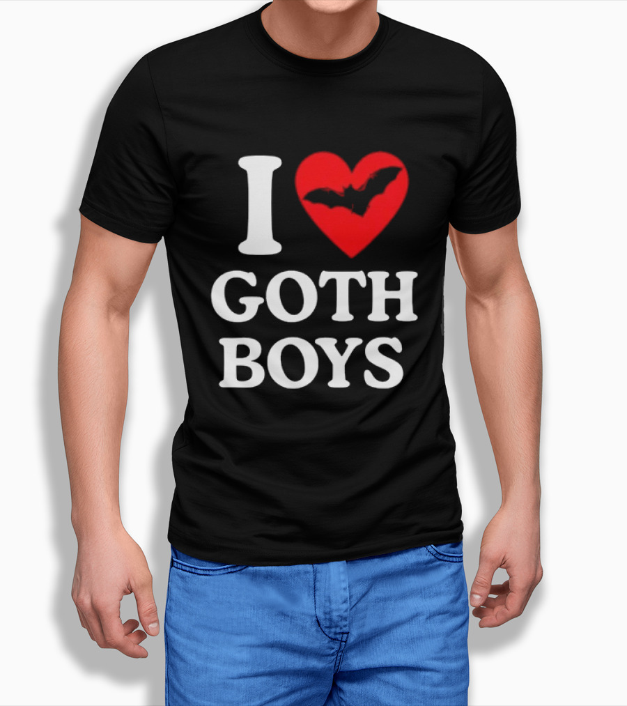 I Love Goth Boys Heart Bat T-Shirt