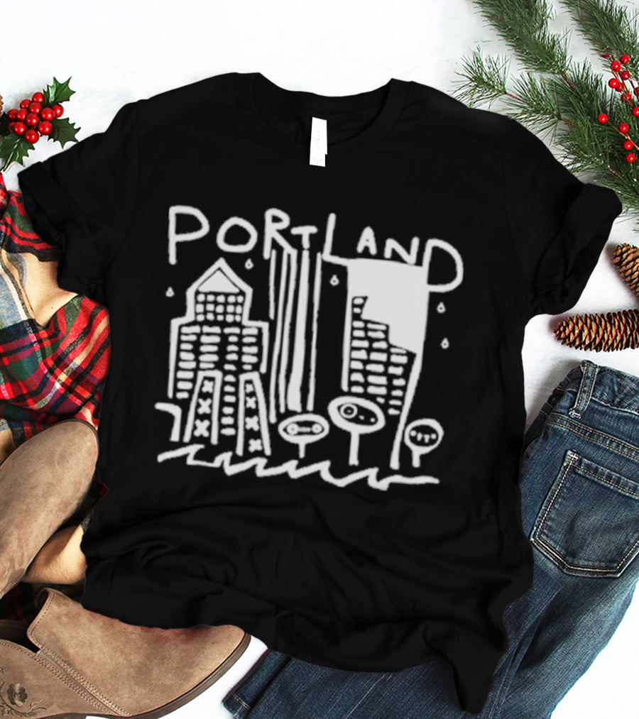 Portland Oregon Sketch Cityscape Drawing T-Shirt