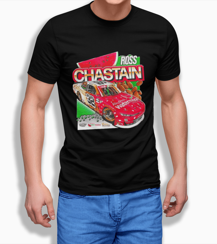 Ross Chastain 32 Western Watermelon California Almonds NASCAR Racing Car T-Shirt