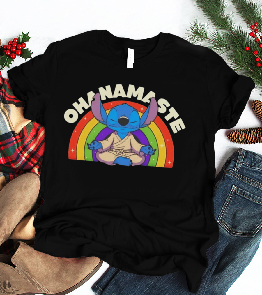Stitch Ohana Namaste Rainbow Ohanamaste Meditation T-Shirt
