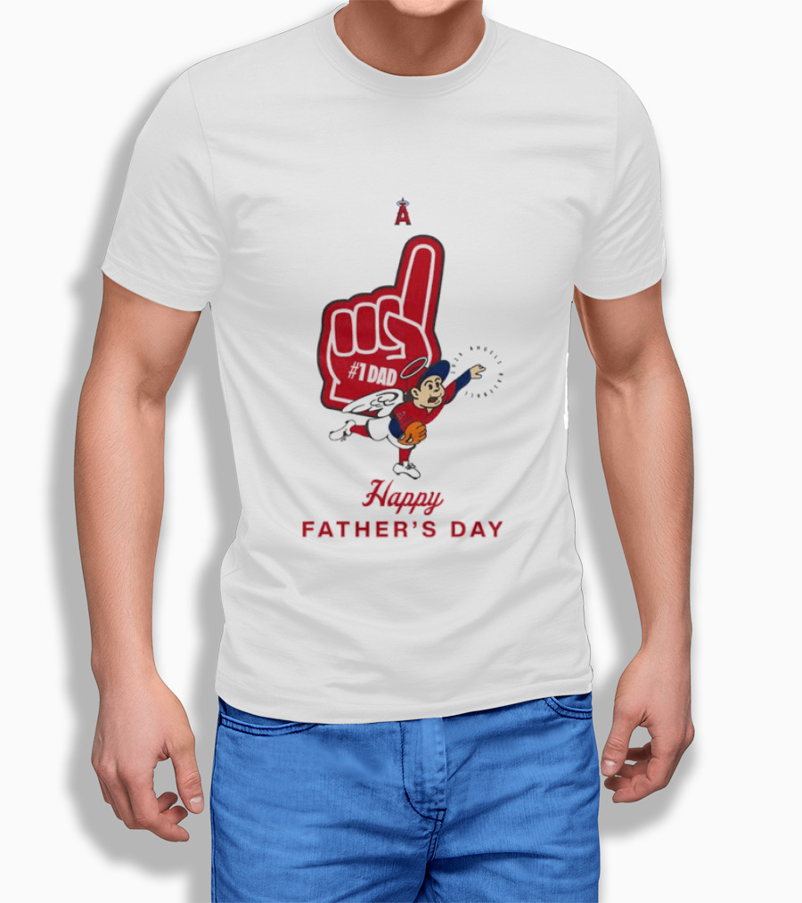 Happy Father's Day 2026 Los Angeles Angels Baseball Fan Foam Finger T-Shirt