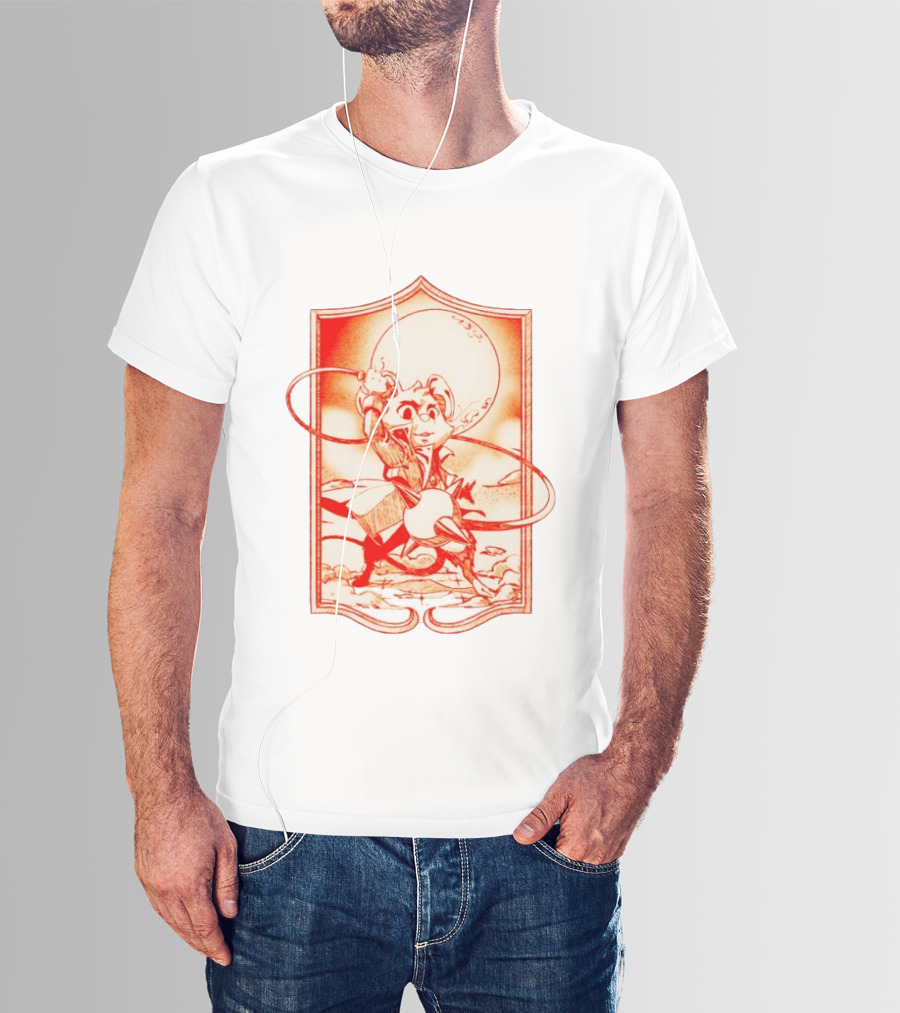Biker Mice From Mars Throttle Wielding Flail Against Moonlit Backdrop T-Shirt