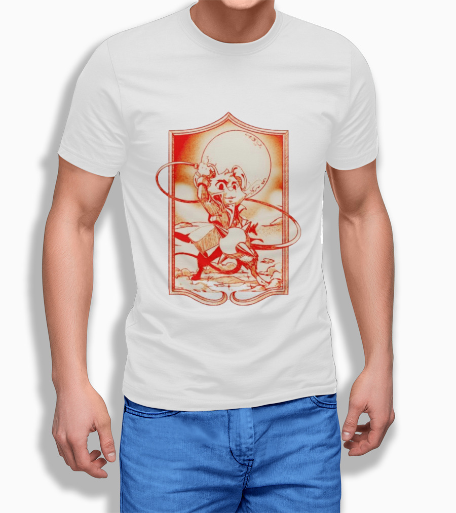 Biker Mice From Mars Throttle Wielding Flail Against Moonlit Backdrop T-Shirt