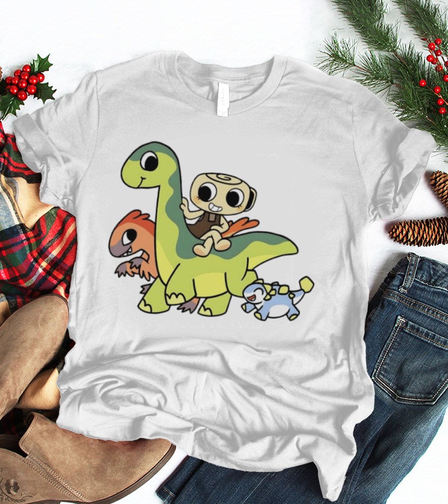 Cinnamon Roll Riding Dinosaurs Cute Cartoon Characters T-Shirt