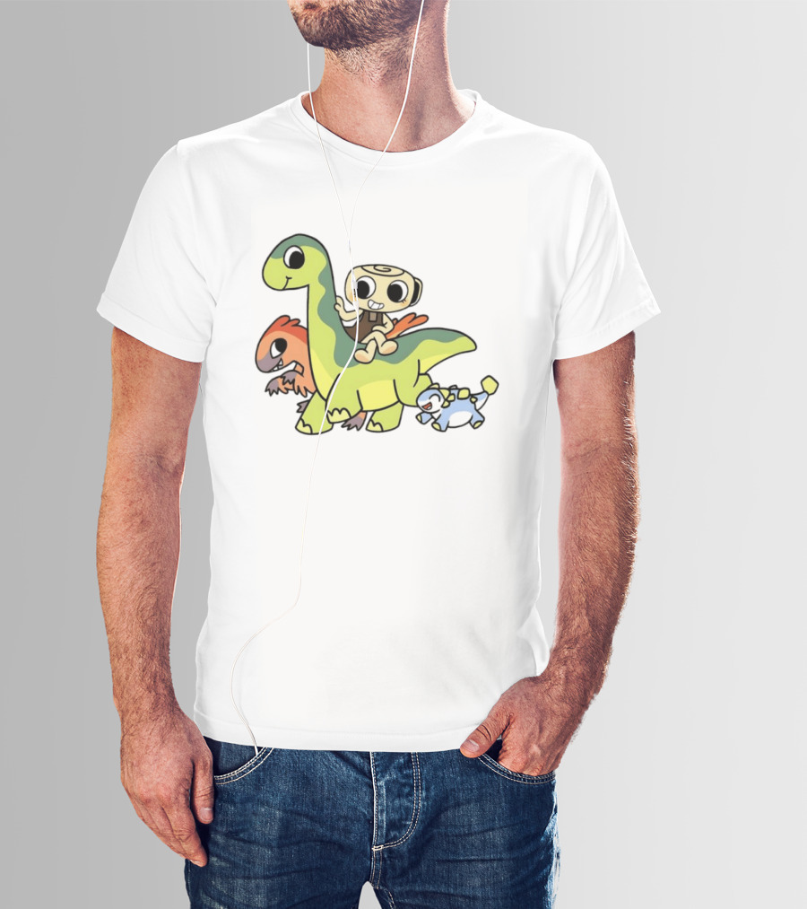 Cinnamon Roll Riding Dinosaurs Cute Cartoon Characters T-Shirt